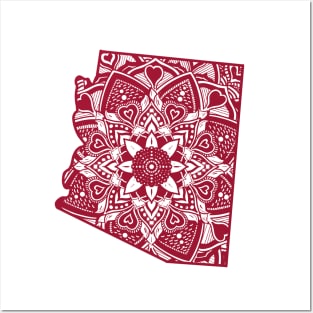 Maroon Arizona State Gift Mandala Yoga AZ Art Posters and Art